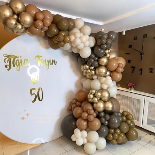 Image of Jobkoo Brown Balloons 5 Inch, 60Pcs Small Light Brown Balloon Coffee Chocolate Latex Balloons 5'' Mini Matte Tan Caramel Mocha Helium Balloons for Birthday Wedding Boho Baby Shower Party Decorations