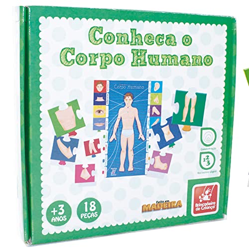 Brinquedo Pedagógico Madeira Conheça o Corpo Humano Brincadeira de Criança, Multicor