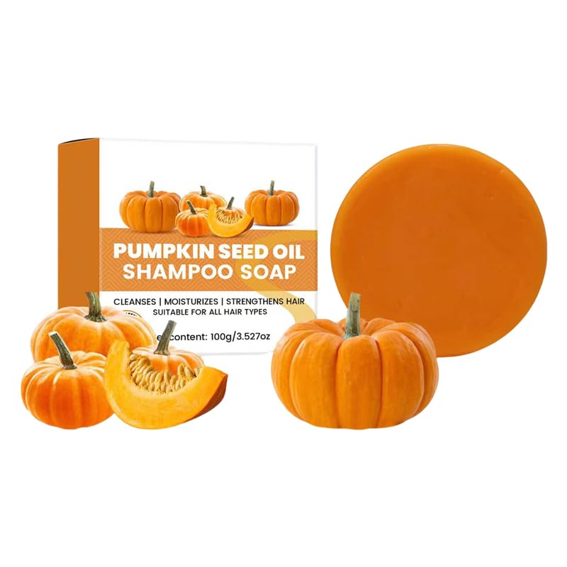 Jabón de champú de aceite de semillas de calabaza para el crecimiento del cabello, barra de aceite de semillas de calabaza sólida para nutrición del