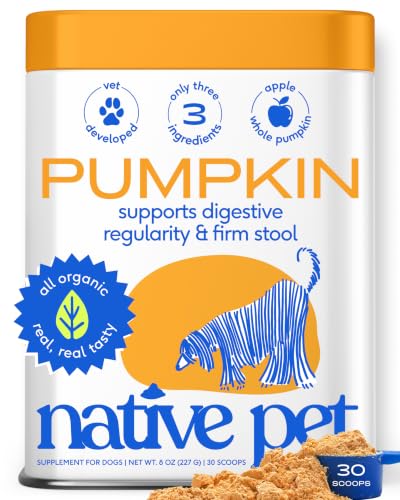 Native Pet Pumpkin for Dogs - Organic Dog Food Topper Powder - Promotes Firm Stools, Supports...