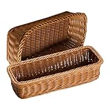 Cabilock 2 piezas Cestas de Almacenamiento para Cuchillos y Condimentos de Diseño de Imitación de Ratán Marrón Compacto y Decorativo para Hogar y Cocina