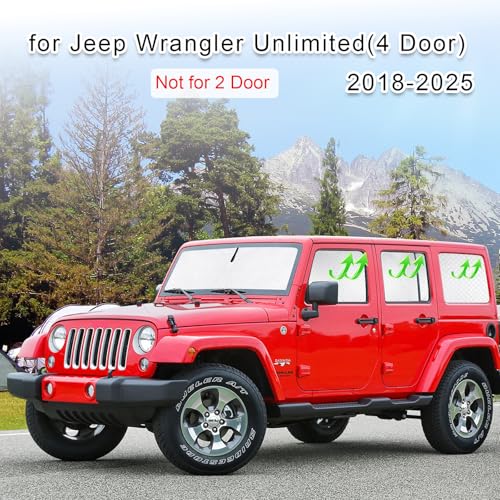 Image of KMF Windshield Sun Shade Replacement for Jeep Wrangler Accessories 2007-2017, Side Window Sun Shade Cover Sun Visor Shield Cover, Rear Window Sunshade for Camping /Baby UV Block and Privacy Protect