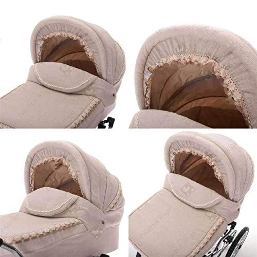 Friedrich Hugo PCS_NL-B2-2IN1-GB-R2 Natureline Uni, 2 in 1 Kombi Kinderwagen, Öko Nostalgie Kinderwagen, Catherine Creme, beige