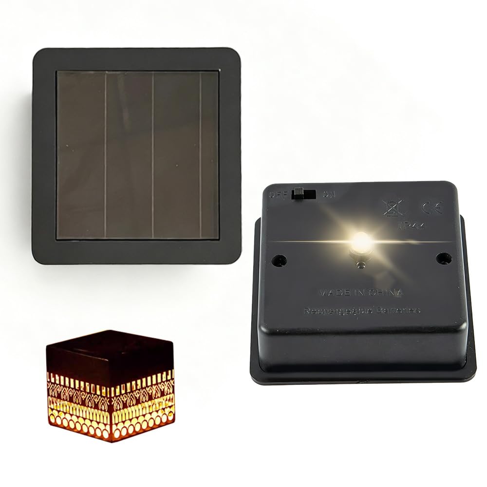 WRQIOO 2 x Solar Lights Replacement Parts Square, 7 cm Solar Light Replacement Square, Solar Lights Replacement Lid 7 cm with IP44 Waterproof, 6-8 Hours Operating Time for Garden Lights Solar Lights