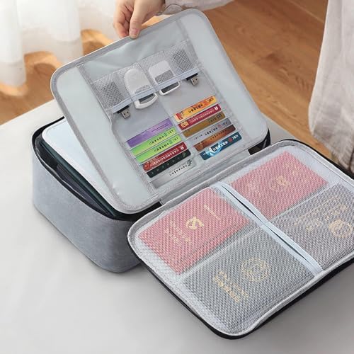 Image of Fireproof Waterproof Document Bag with Lock - Portable Waterproof Document Organizer for Important File - Fire Proof Travel Storage Case with Zipper for Laptop,Passport (Bag with Lock)