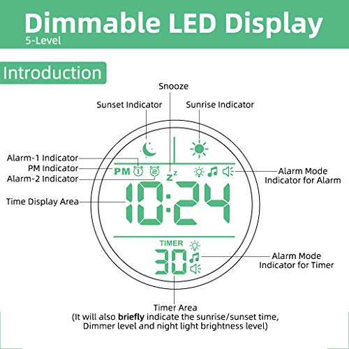 Kids Alarm Clock, Wake-up Light Clock with Sunrise Simulation, Sleep Training, Color Changing, Touch Night Light, Nursery Lamp, for Baby, Girls, Toddlers, Children