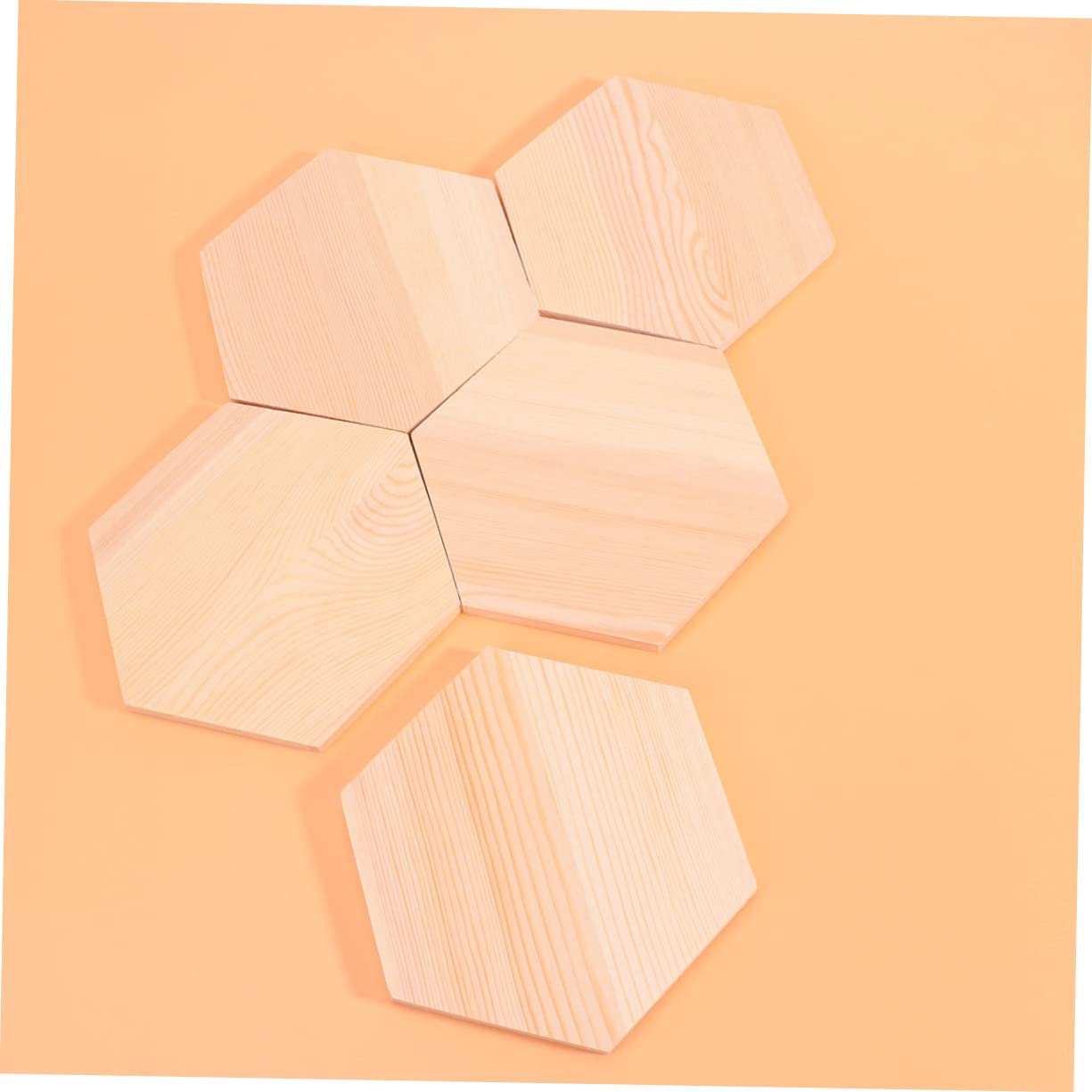 Sewroro Bloques de Madera de Pino Macizo para Manualidades, Tablones Artesanales Hexagonales 15 Cm, 10 Piezas, Forma Poligonal, para Bricolaje y Decoración en Casa
