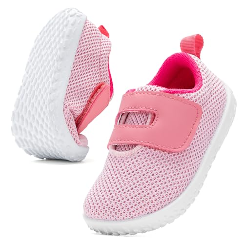 Image of nerteo Toddler Wide Toe Walking Shoes Girls Barefoot Shoes Breathable Lightweight Tennis Shoes