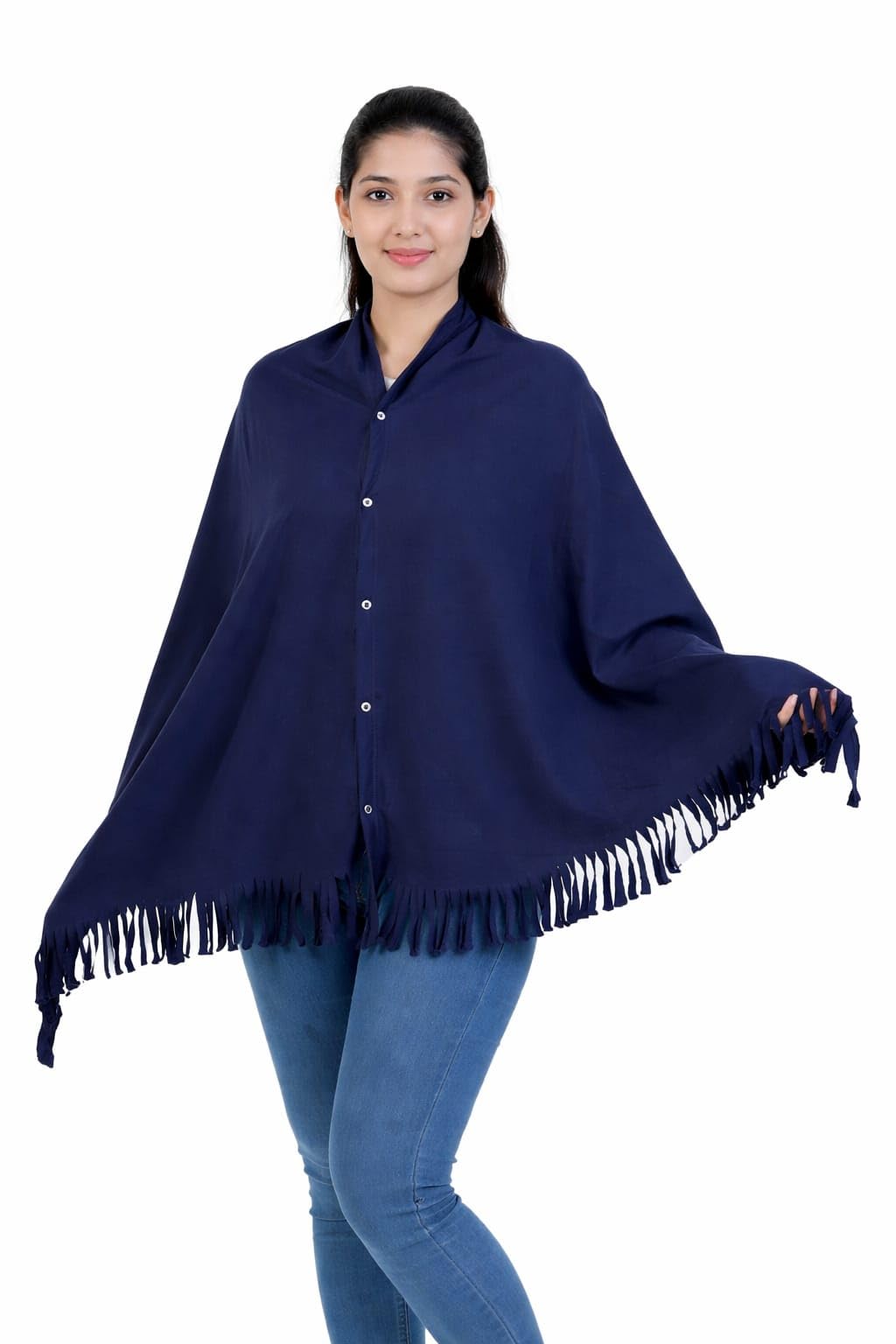 SERA FASHION Nursing Cover for Breastfeeding Multi Use Poncho Style Scarf with Buttons, Cotton Feeding Elegant Apron Breathable for Pre & Post Pregnancy (Blue). Pack of 1-image-24