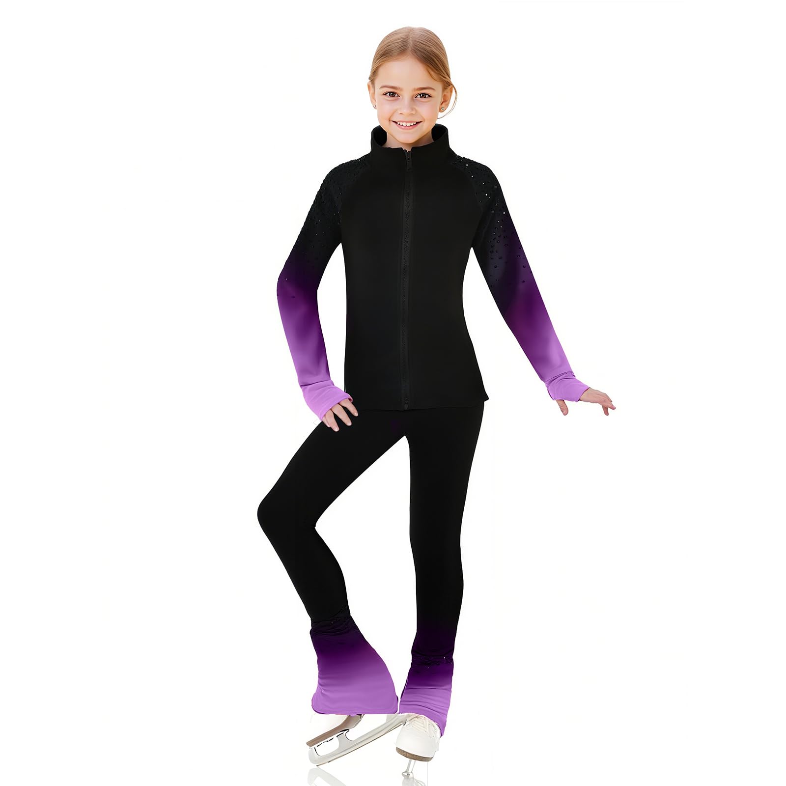 LIUHUO Eiskunstlaufjacke und Hose, Trainingskleidung, Skating-Oberteil, Mädchen, rosa Set