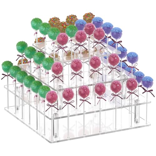 Clear Cake Pop Stand Lollipop Stand Display Cake Pop Holder Tower Acrylic 56 Hole 3 Tiered Candy Tree Holder Popcake Stands for Party Decorating Wedding Events Supplies - Image 7
