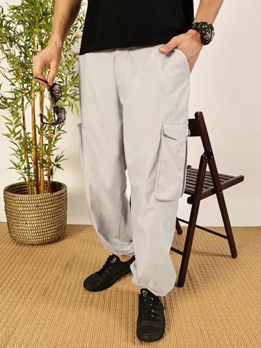 Image of Thomas Scott Men's | Solid | Light Weight | Breathable Fabric | Ribbed Bottoms | Mid Rise | Loose Fit | 100% Cotton | Button Waist | Chino Trouser | Pants