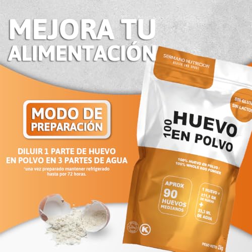 Eipulver (1 kg) | Pasteurisiertes Ei ohne Gluten | Getrocknetes Vollei | Ohne Zusatzstoffe | Laktosefreies Produkt im Zip-Beutel
