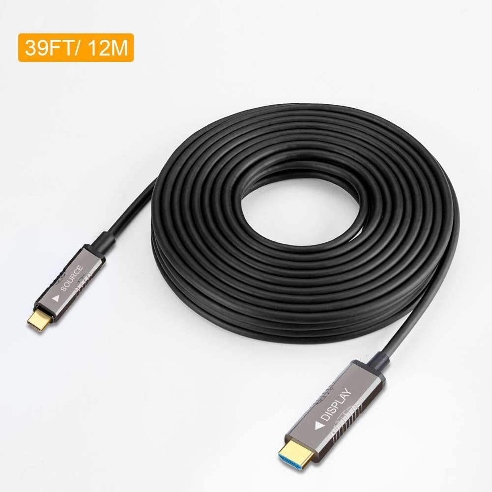 CableCreation USB 3.1 Type C to HDMI 39ft/12M Fiber Optic Cable 18G Ultra Speed Supports 4K 60hz(E-ARC, HDCP, 3D) Thunderbolt 3 Compatible with iPhone 16 15 Pro Max MacBook Pro iPad iMac XPS Surface
