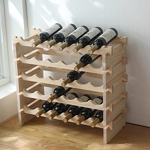 Soporte para botellas de vino de madera sólida 5 niveles 70x30x62 cm miniatura 2