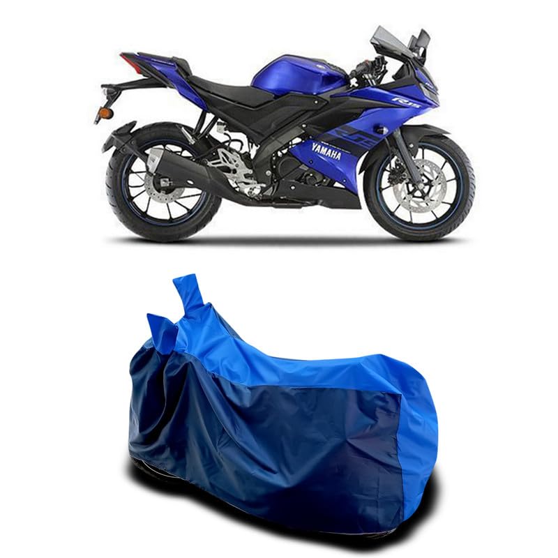 Image of DUFFEL-Two Wheeler Bike Body Cover Compatible for Yamaha YZF R15 V3 Heat Protectio /UV-Rays /Birds Dropping /DustProof /Waterproof All Variants [Nevay Blue]