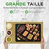 NutriChef Set de Cuisine Pierre Chaude – Grill de Table Granit avec Plateau Bambou 1 pièce Cuisson sans huile pour Viande Poisson Végétarien Intérieur Extérieur