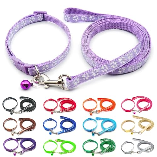 Foyscr Puppy Collar Set with Leash Dog Collar and LeashLight Purple