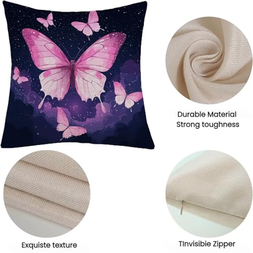 Housse de coussin 60x60cm papillon lin impermeable salon jardin