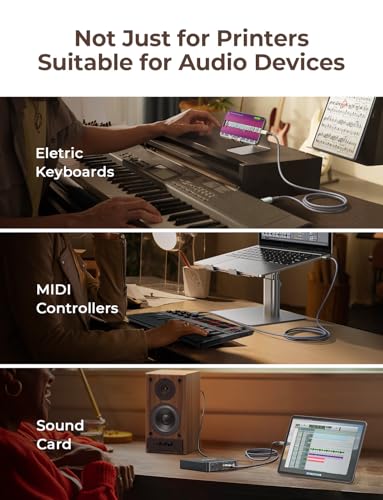 ainope usb b to usb c cablehigh speed usb c to usb b printer cable for macbook proair midi cord for yamaha casio digital piano midi keyboard dj controller dac to ipad66ftgrey