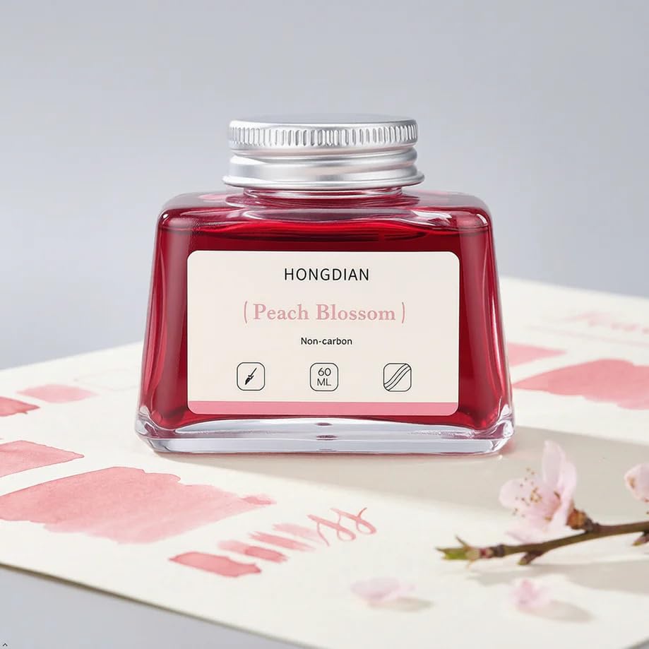 Image of HONGDIAN, Ink Bottle - Non Carbon | Peach Blossom | 60ml Premium Writing Ink.