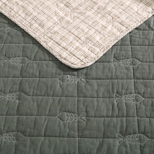 Image of Eddie Bauer - King Quilt Set, Reversible Cotton Bedding with Matching Shams, Lightweight Home Decor for All Seasons (Troutdale Green, King)