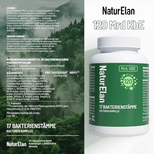 Probio Plus Kulturen Komplex, 17 Bakterienstämme, 120 Mrd. KBE/Tagesdosis,mit Lactobacillus & Bifidobakterien, Non-GMO & Vegan, 60 Kapseln, Darmflora