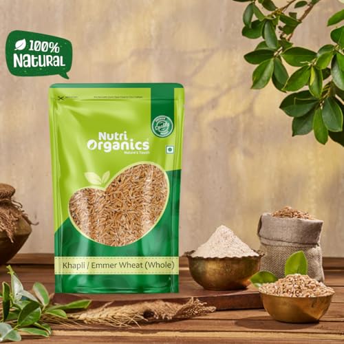 Image of NutriOrganics Pure Whole Khapli Emmer Wheat - 2 Kg | High Fibre & Easy to Digest | Whole Grain for Weight Management | Natural & Unpolished Emmer