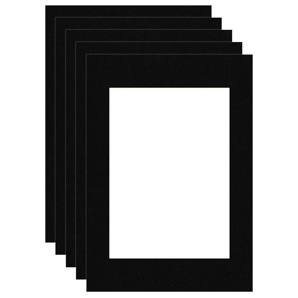 Procut Global A5 Black Picture Mounts Board to Fit A6 Aperture Size - Photo Mount Card Ideal for Prints, Artwork, Crafts & Certificates - Sizes & Colors Available - Pack of 5 โ image 1