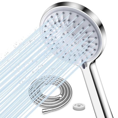 FASDUNT Duschkopf Wassersparend 【Wasserersparnis 49%】𝟱 Strahlarten mit 𝟮M Premium Schlauch aus Edelstahl & 9.5L/min Durchflussbegrenzer Hochdruck Duschbrause Wasserdrucks Erhöhung 200%