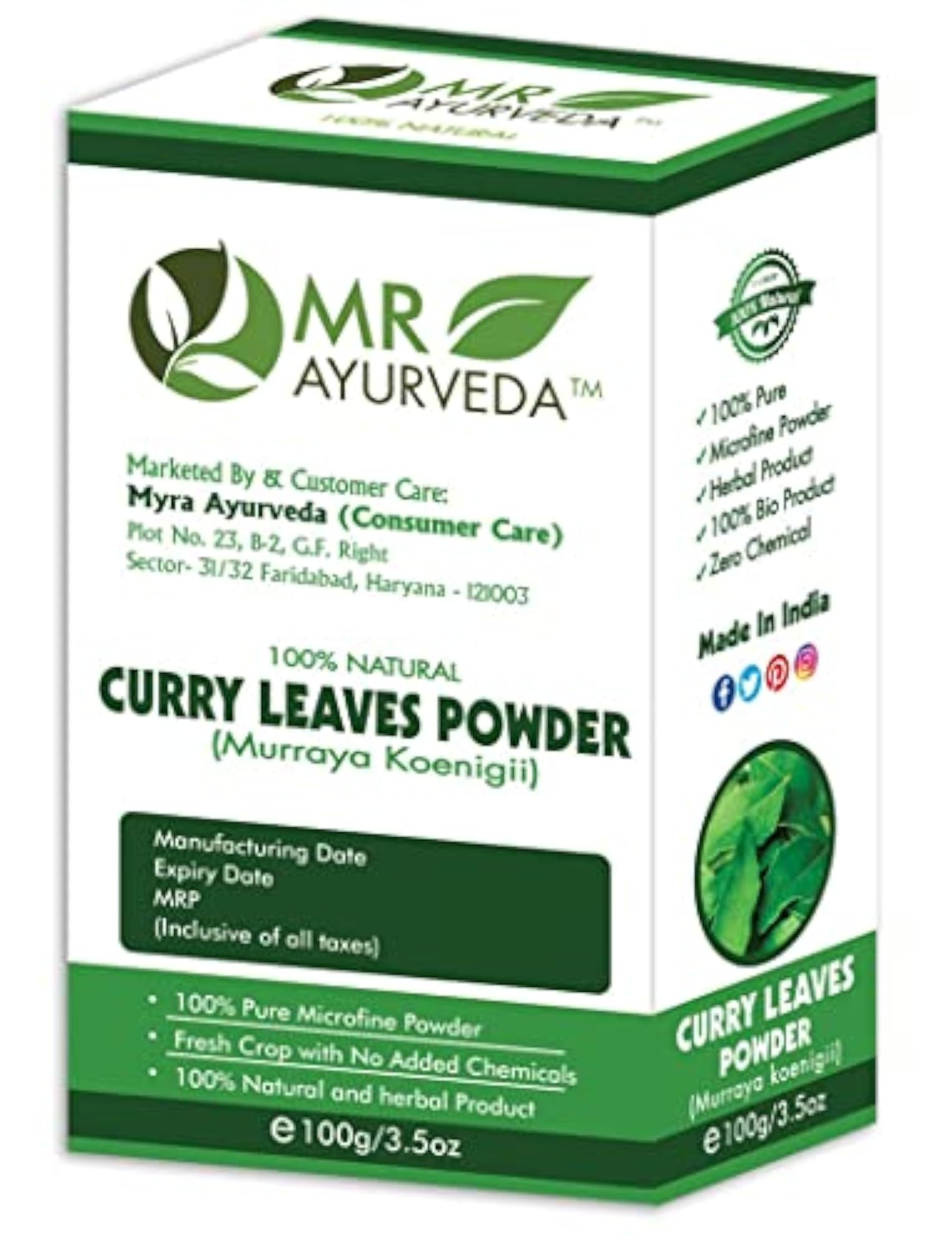 Curry Leaves Powder for External Hair Care
