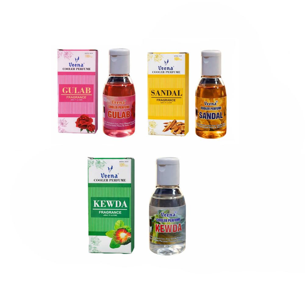 Veena Water Cooler Perfume, Attar, Alcohol Free Fragrance Pack of 3 (Gulab, Sandal, Kewra)-picture-10