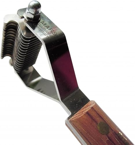 Miniatura 10 de Mars Coat King Rastrillo pelador de rastrillo de aseo doble ancho para perros y gatos, acero inoxidable con mango de madera para abrigos gruesos,