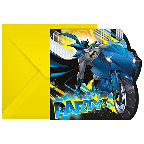 Procos 93358 - Invitations et enveloppes FSC® Mix - Motif Batman - Pour anniversaire d'enfant
