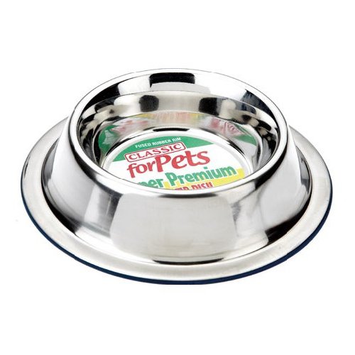 Classic Caldex Plato de Acero para Perro con Goma Fusionada Debajo, Steel, 500 ml