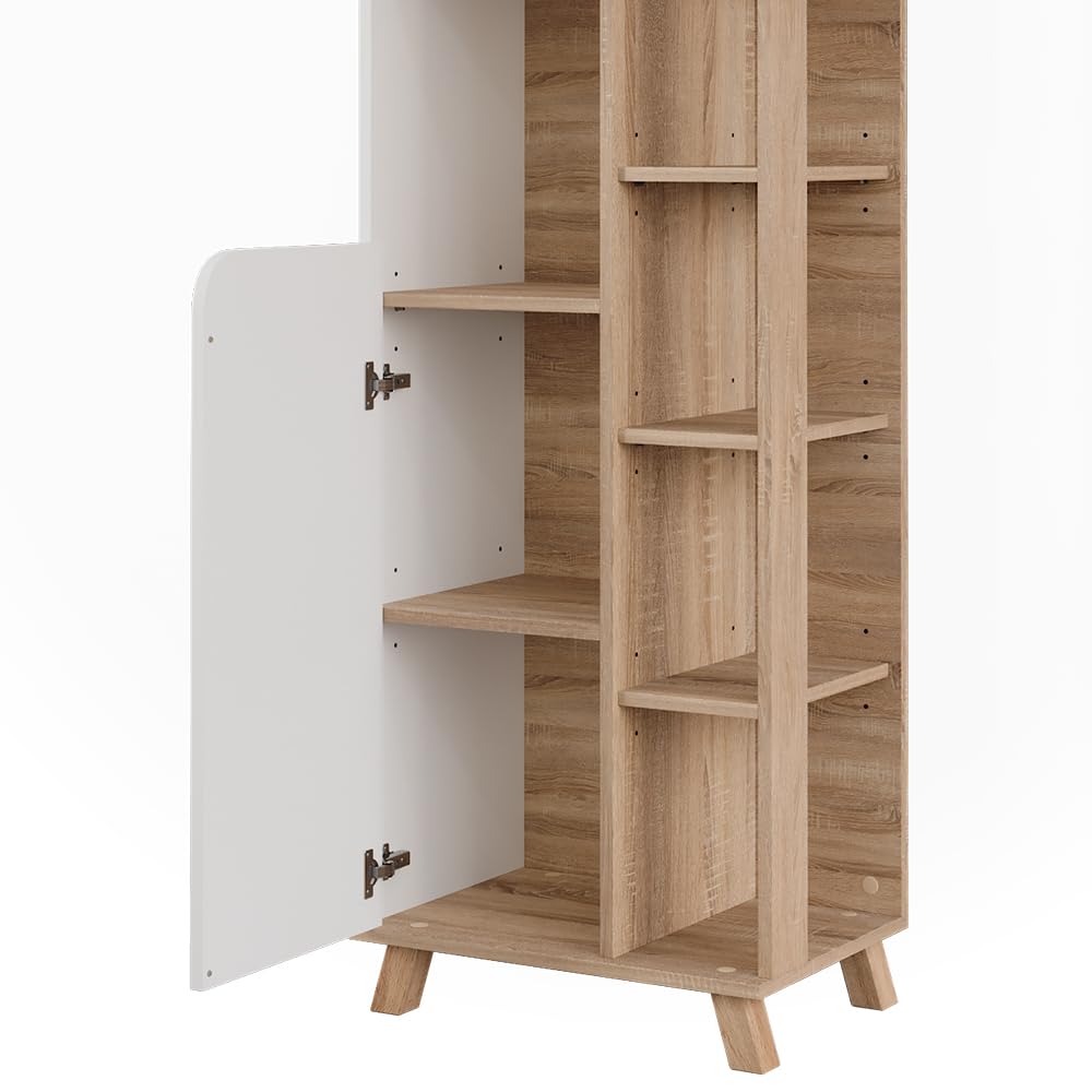 Vicco Armario de baño Karen, Sonoma/Blanco, 50 x 175 cm | con 2 puertas, para guardar artículos de baño y toallas