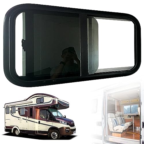 RCBDBSM Camper Ventana para Remolque de Autocaravana, corredera Horizontal Ventana con persiana Enrollable integrada y mosquitera, Vidrio Templado Tintado para Caravana, Remolque,800x700mm