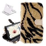 Brieftaschen-Design: Diese stilvolle, hübsche Leopard-Plüsch-Flip-Folio-Handyhülle für Damen mit 3 Kartenfächern und 1 seitlichem Geldfach ermöglicht Ihnen den bequemen Zugriff auf Ihren Ausweis,Ihre Kreditkarten oder Ihr Bargeld,geeignet für den Alltag und die Geschäftsreise .