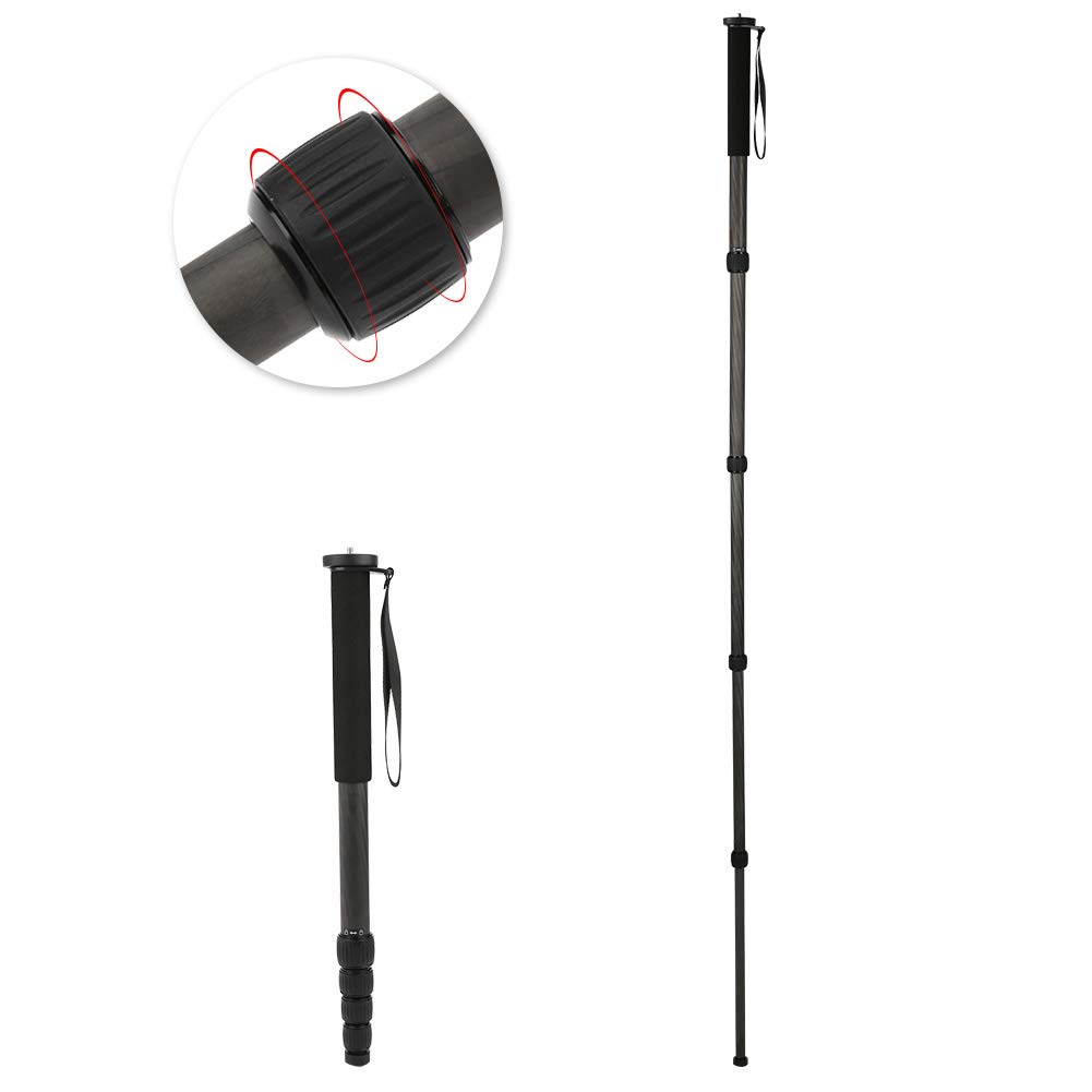 AMONIDA Trépied Réglable Monopode Portable en Fiber de Carbone pour Appareils Photo Numériques et Aventures en Plein Air Hauteur de Stockage 45 Cm
