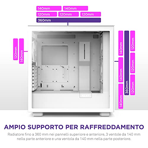 H7 Flow RGB CM-H71FW-R1 - Case da gioco per PC Mid-Tower ATX compatto - Pannello frontale perforato ad alto flusso d'aria - Pannello laterale in vetro temperato - Blanco - Mouse gaming - Immagine 4