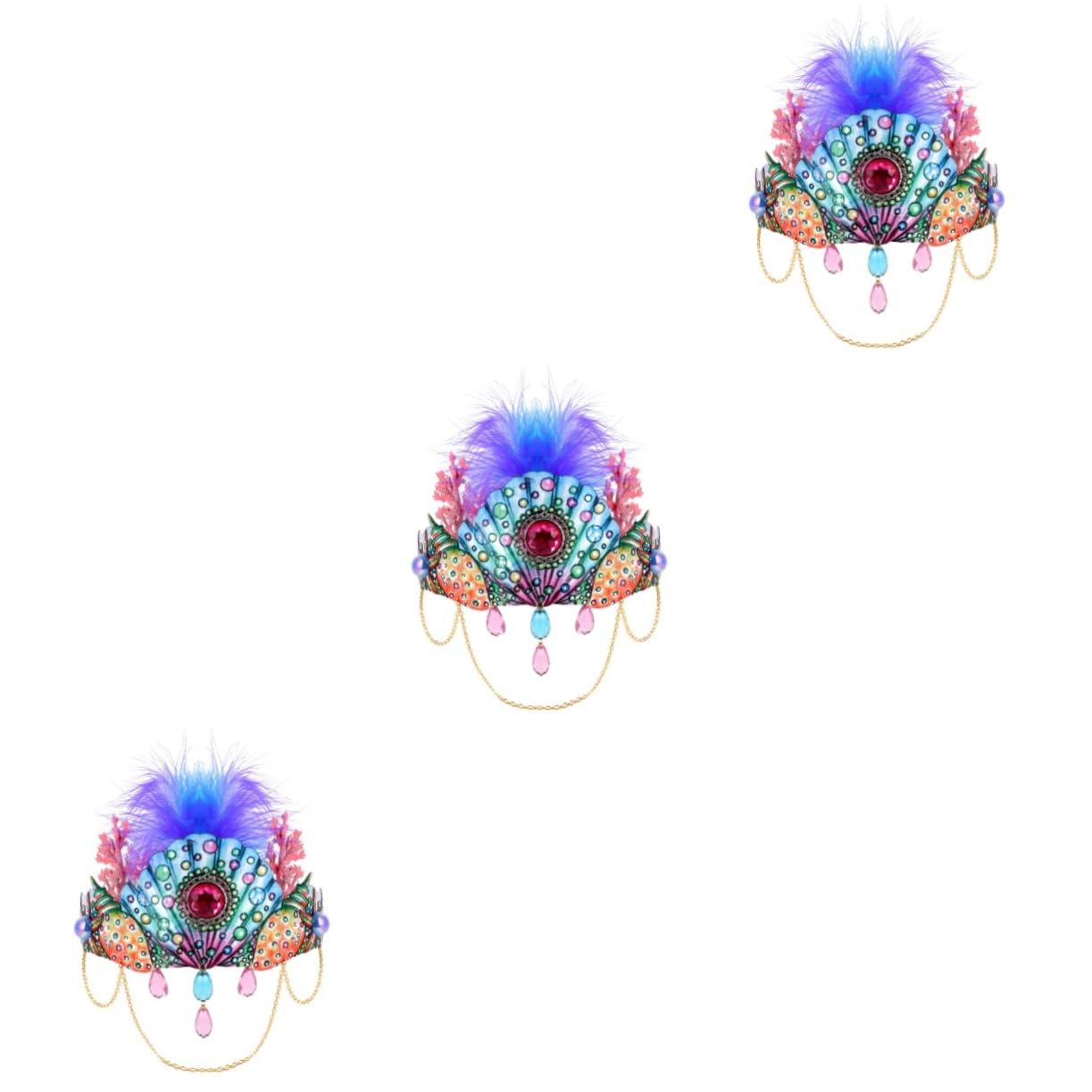 3 fasce per capelli a di corallo con conchiglie di mare per trucco capelli da donna elastica per capelli di Halloween per capelli per feste Miss puntelli