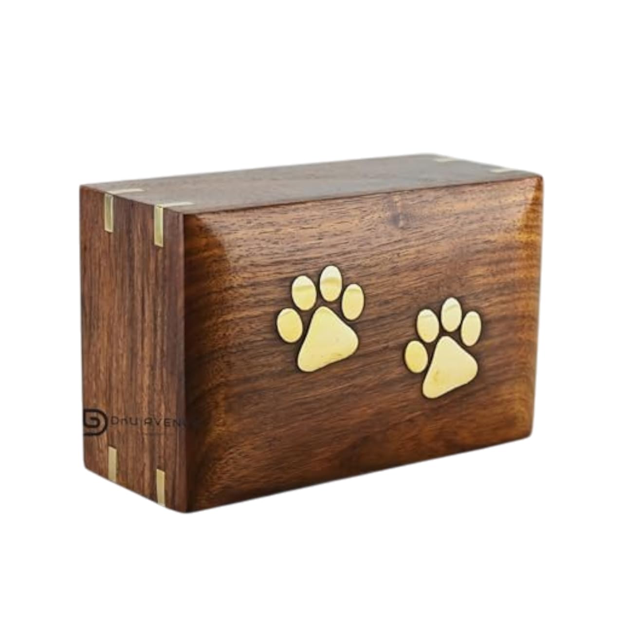 DnU Avenue Wooden Pet Urns for Dogs or Cats || Memorial Keepsake Urn with Paw Design || Pet Cremation Urn for Ashes, Remembrance Gift