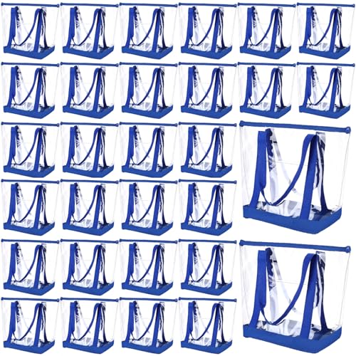 Image of Silkfly Clear Tote Bags Bulk, PVC Shoulder Handbag, Security Approved See Through Bag with Zipper Closure for Work