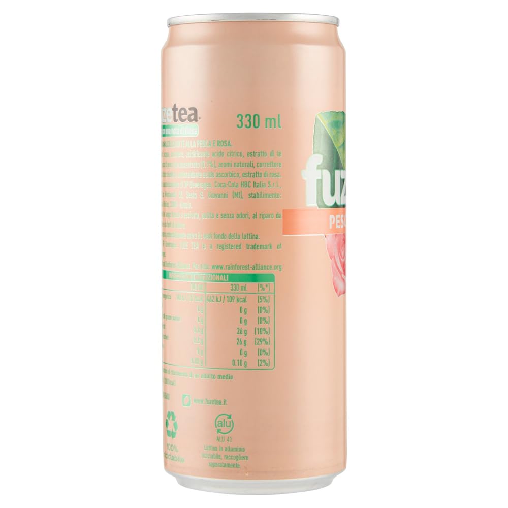 Italian Gourmet Tè Nero alla Pesca Eistee Pfirsich Lattina 72 x 33cl | Infuso con nota di rosa, erfrischendes Getränk, pratico formato per party, Gesamtnettogewicht 23,76 L + Kostenlos Polpa 400g