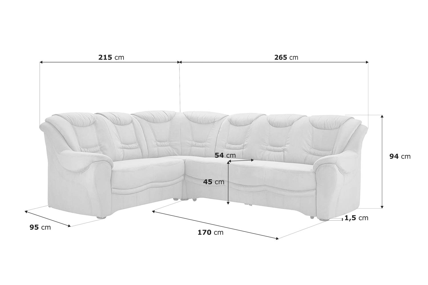 Cavadore Ecksofa Bansa mit Federkern / Polstercouch im klassischen Design / 265 x 94 x 215 / Mikrofaser Hellbraun