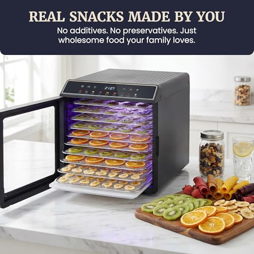 Image of Elite Gourmet 10-Tray Digital Food Dehydrator, 48-Hr Timer, 95-167F, Black