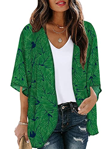 Image of Chunoy Women Floral Beach Wear Cover Up Chiffon Kimono Cardigan Open Front Blouse Top