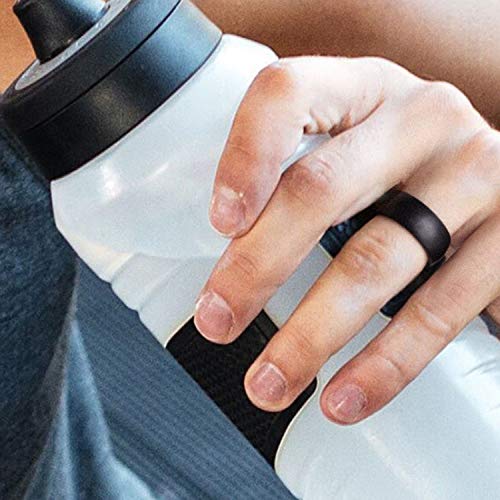 ROQ Silicone Rubber Wedding Ring for Men, Comfort Fit, Breathable Rubber Engagement Band, Men's Wedding Band, 8mm Wide 2mm Thick, Dome Solid, 4 Pack, Black, Size 8 - Thumbnail 3