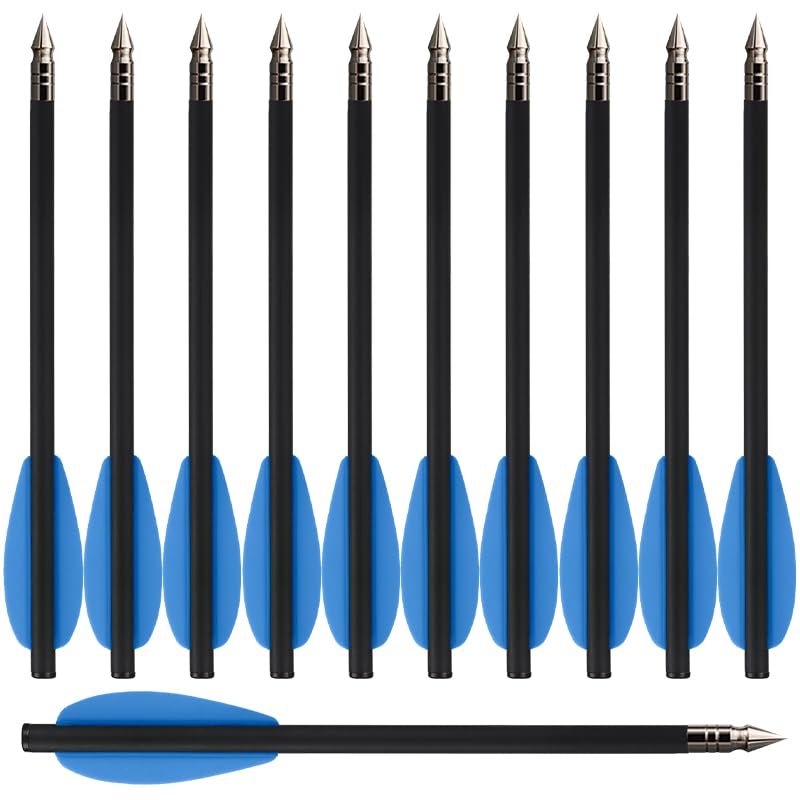 HUNTSPM 6.3" Pistol Crossbow Bolts,Carbon Crossbow Arrows,Mini Crossbow Bolts Arrows for 50-80lbs Pistol Crossbow Precision Target,Great for Practicing Shooting Target,Small Hunting (12PCS blue)