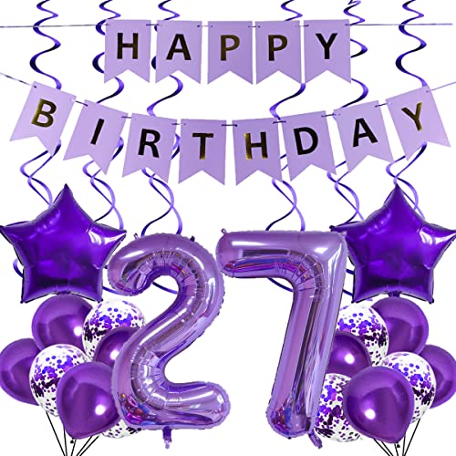 SNOWZAN Globos para 27 y 72 cumpleaños, decoración lila, 100 cm, globos gigantes de látex, 25 unidades Cover